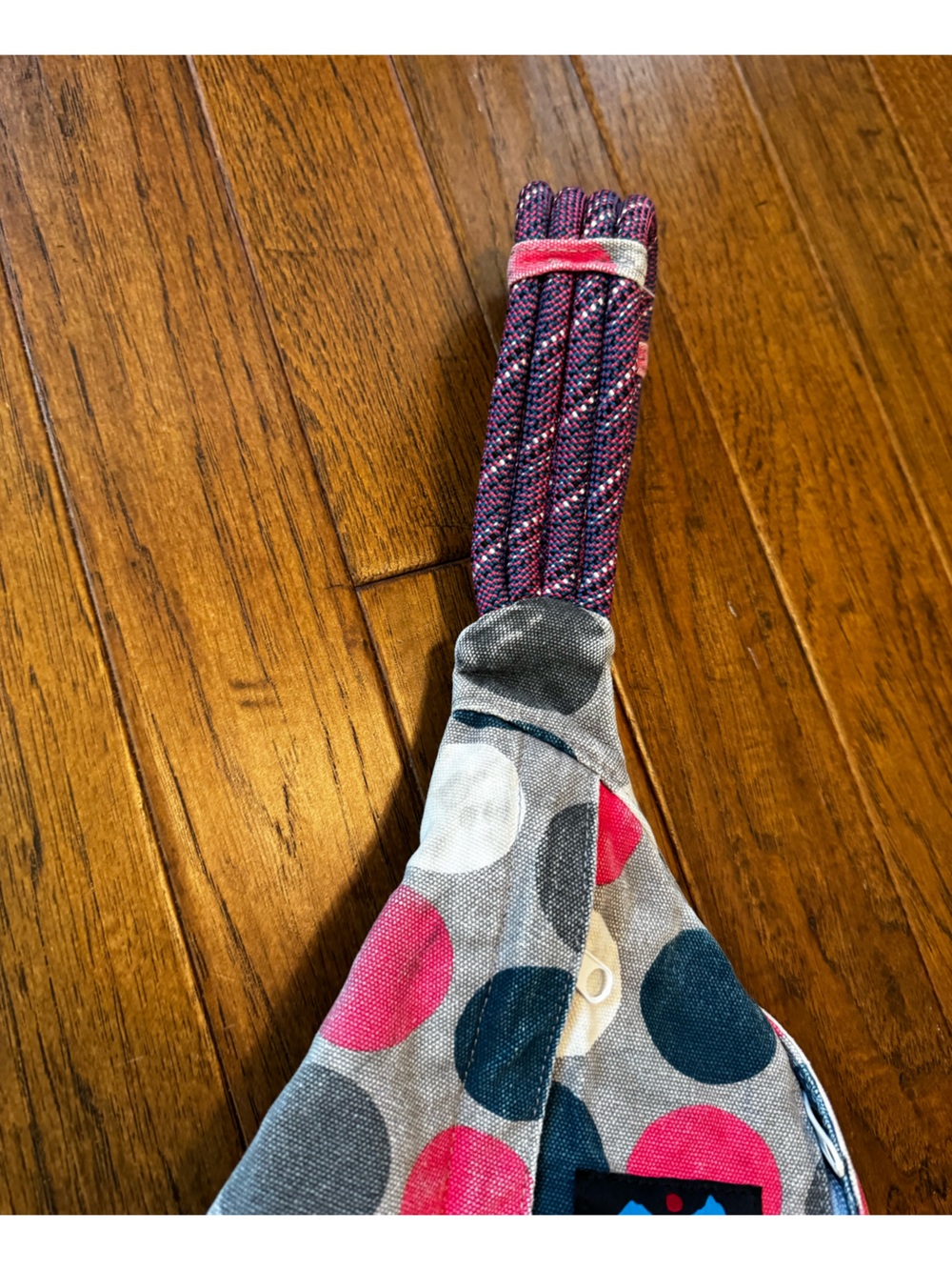 Kavu Rope Bag Polka Dots Pink Navy Gray sling backpack - Picture 9 of 16